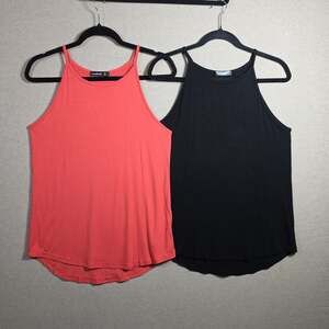 Set Of 2 LouKeith Tank Tops for Womens Size Small Coral Pink And Black
